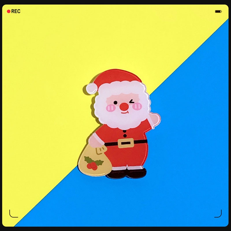 SHI CHEN Ghim cài áo bằng acrylic hình ông già noel hoạt hình dễ thương dùng làm quà tặng Giáng Sinh