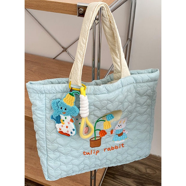 Túi Xách Cotton Thêu Họa Tiết Phong Cách Hàn Quốc