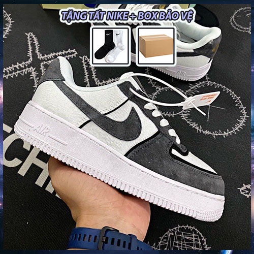Giày Air Force 1 Canvas Dark Grey, AF1 xám trắng bản S.Cấp full box bill phụ kiện tặng box bảo vệ