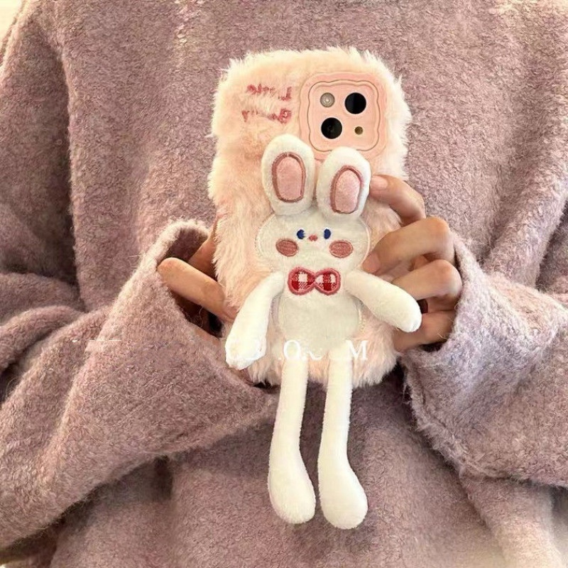 Ốp Điện Thoại Hình Thỏ Bông Có Giá Đỡ Cho iPhone 14 Pro Max 13 12 11 Pro Max