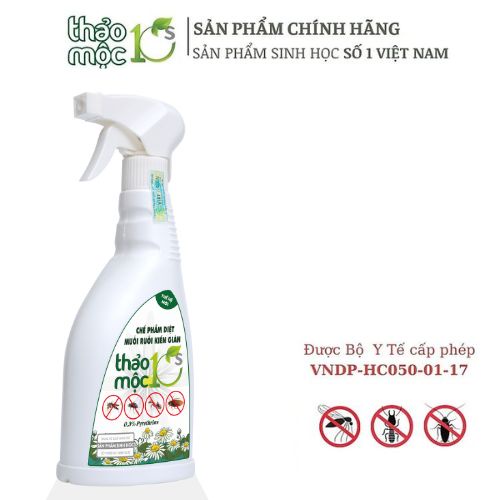 Thảo mộc 10s diệt côn trùng muỗi kiến gián mối,.. sinh học học, an toàn cho trẻ hương Chanh Sả chai 500ml