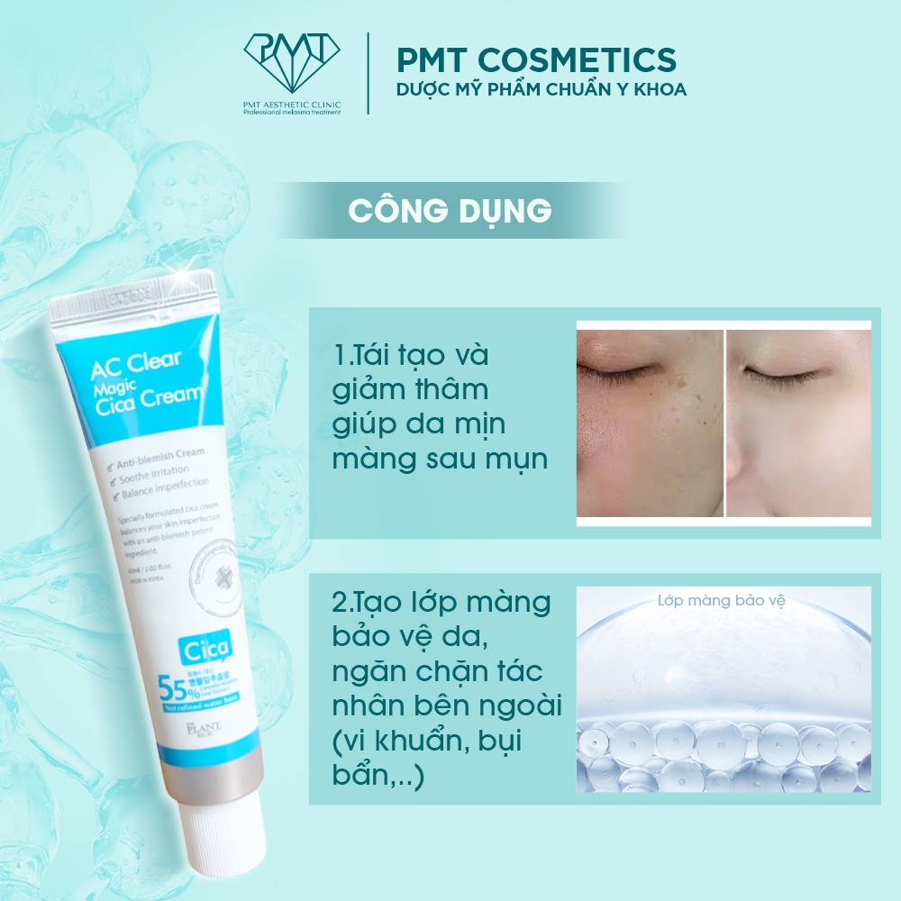 Kem phục hồi dành cho da mụn The Plant Base AC Clear Magic Cica Cream 30ml