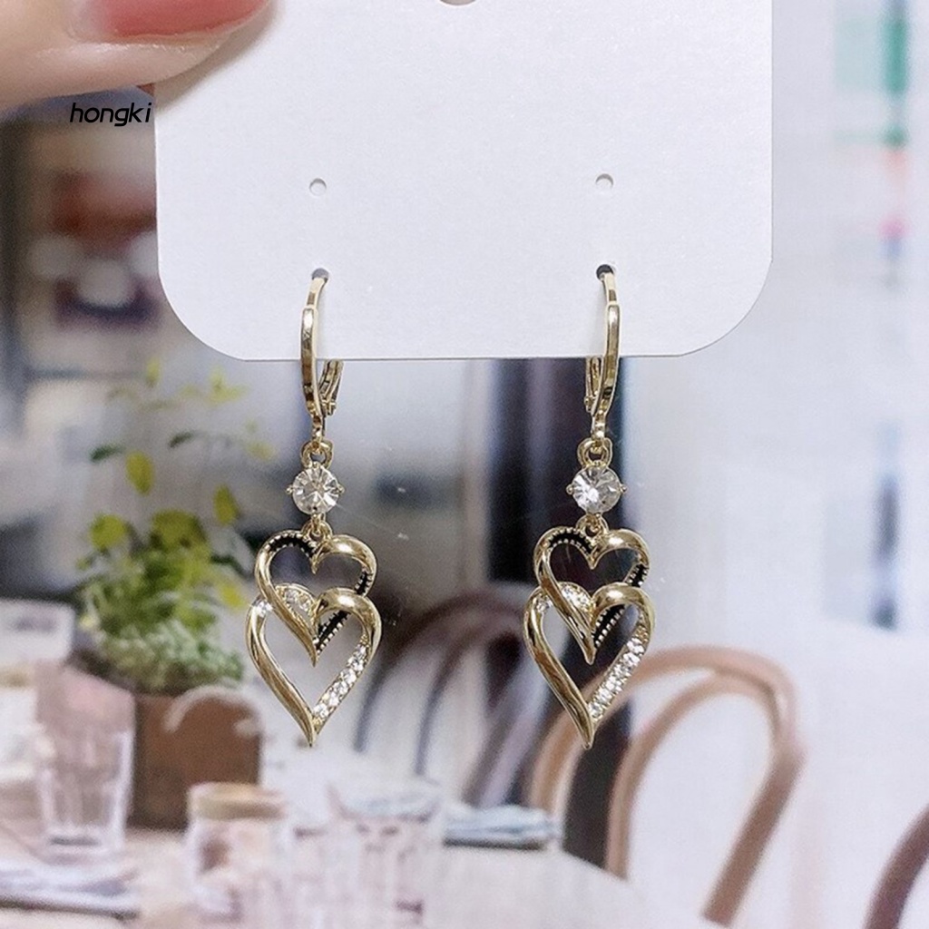 1 Đôi Bông Tai Giọt Nước Đính Đá Lấp Lánh Phong Cách Hàn Quốc Thời Trang