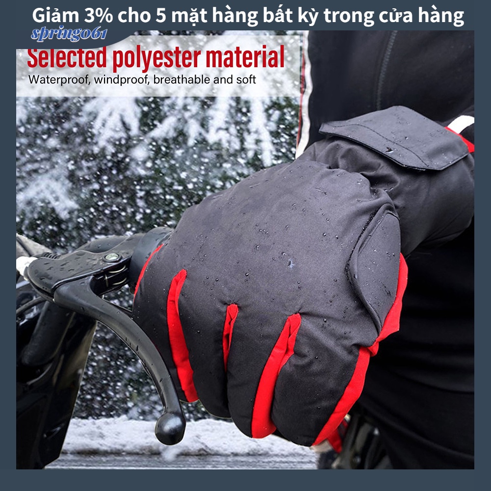 [Hàng Sẵn] Găng tay sưởi điện Polyester chống thấm nước chạy bằng pin ấm mùa đông để trượt tuyết 【Spring061】