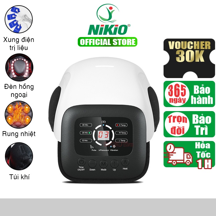 Máy massage đầu gối áp suất khí và tạo nóng chính hãng Nikio NK-186 - Đặc Biệt Bơm Khí Tự Động