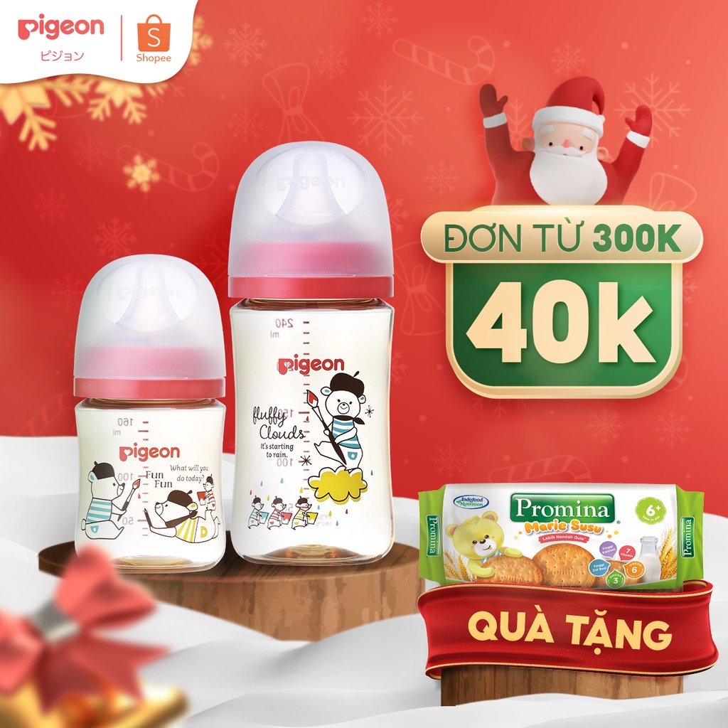 Bình sữa Pigeon PPSU Plus thế hệ III phiên bản Nhật Hình Gấu 160ml/240ml