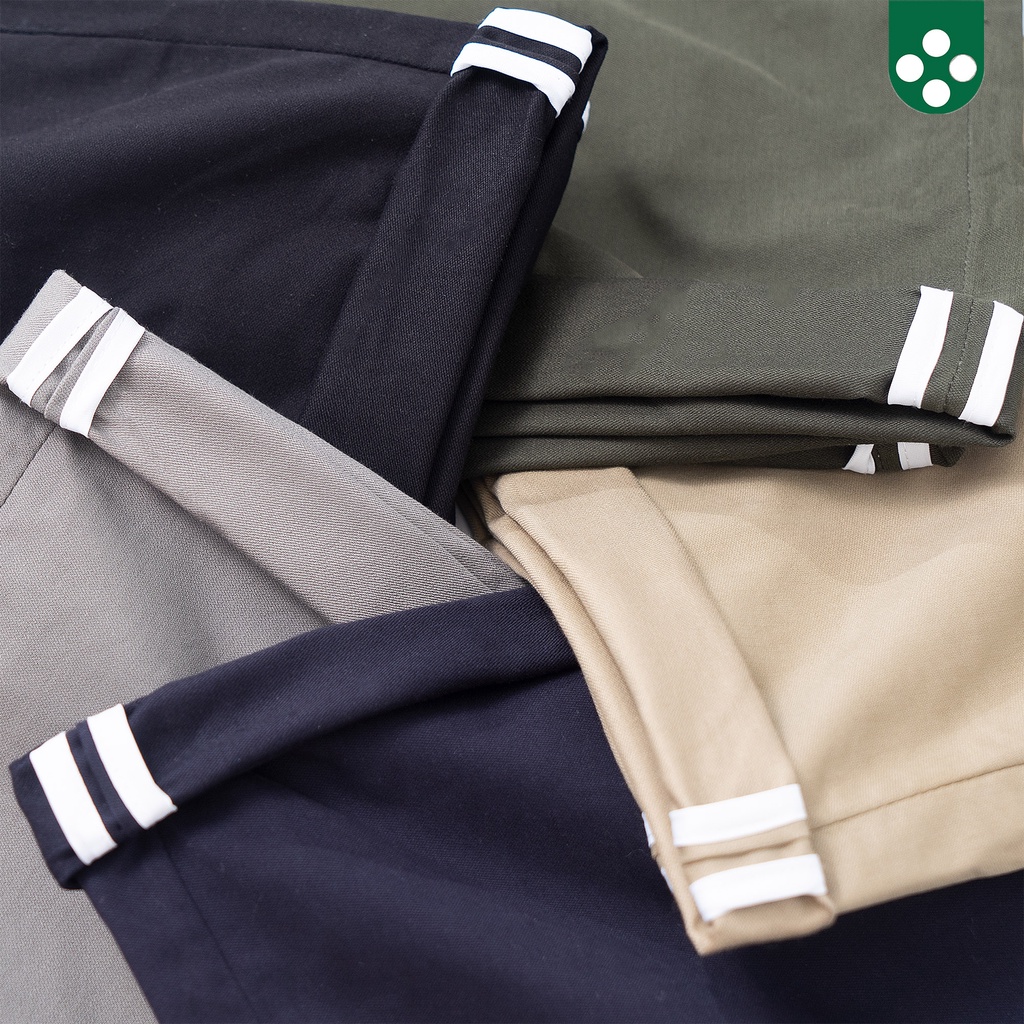 Quần Short Nam Viền Lai - vải kaki, dài ngang gối - Happy Button