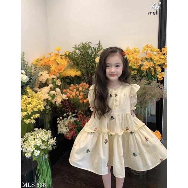 Váy thô thêu hoa Melisa size 12/18m-9/10y