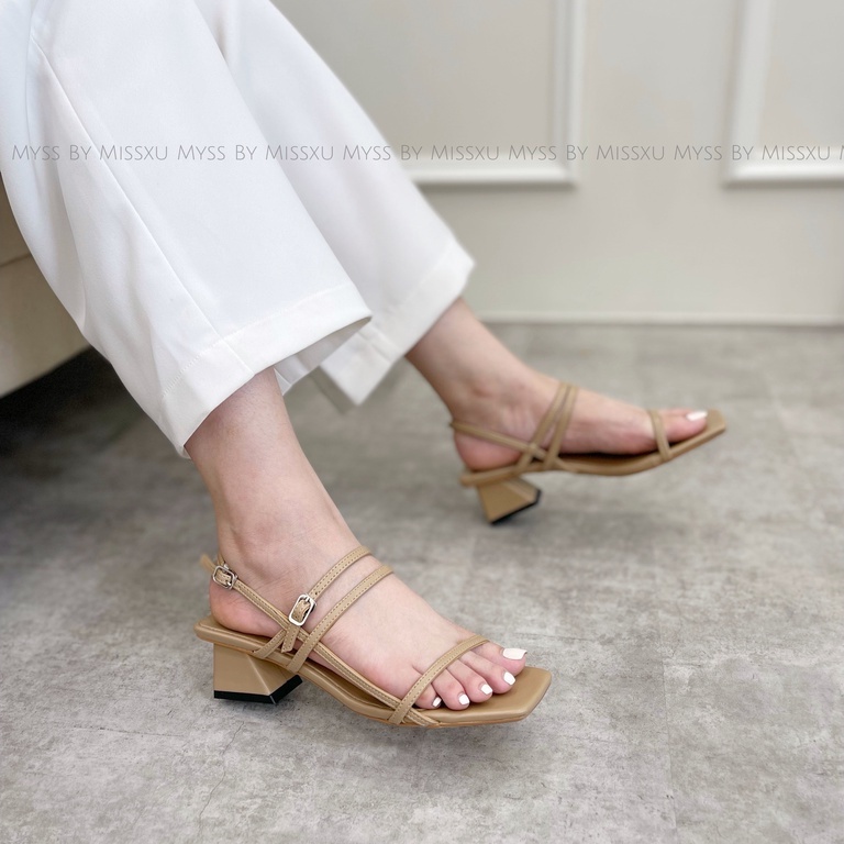 Giày sandal nữ quai ngang phối dọc 5 cm thời trang MYSS-SD158