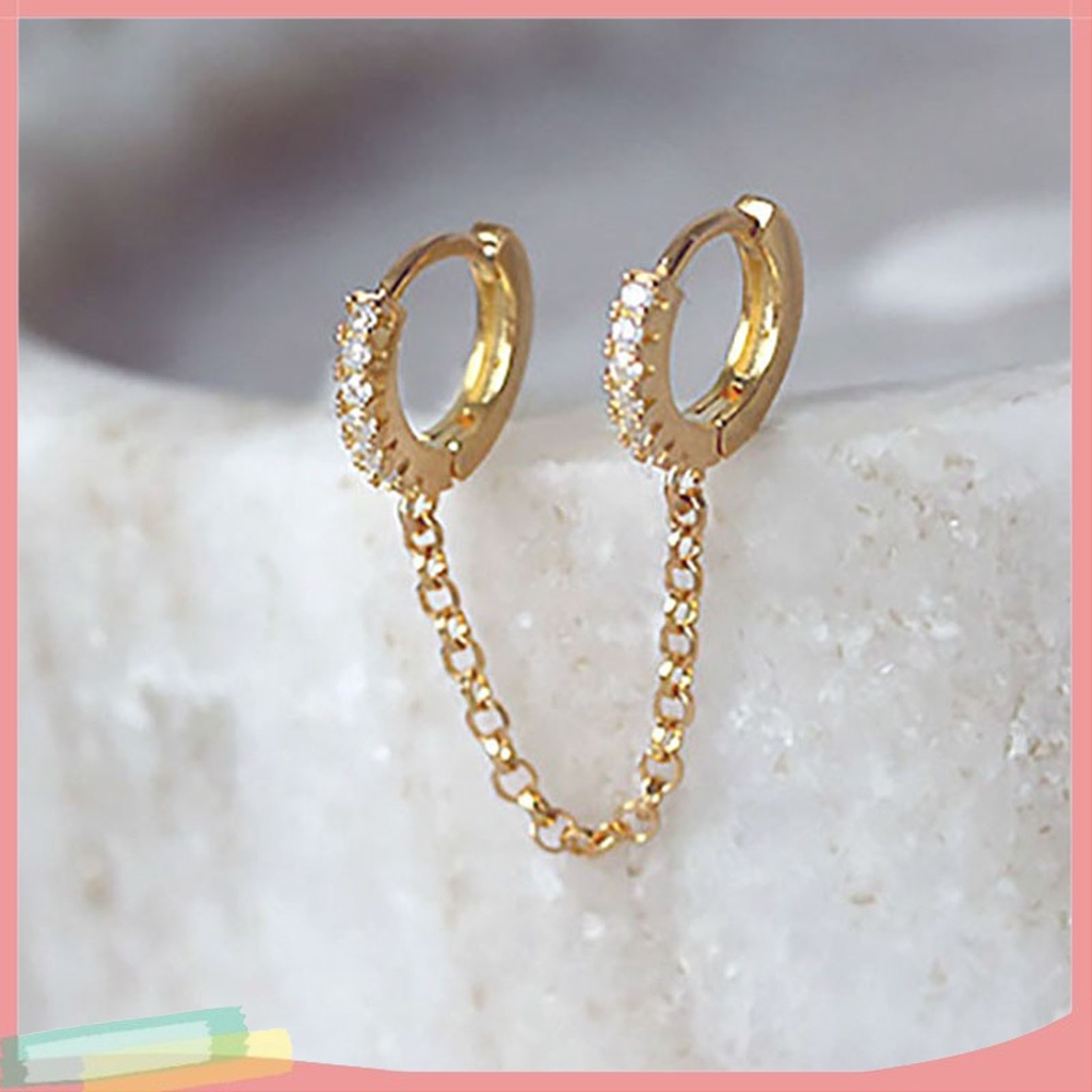 1 đôi khuyên tai tròn đính đá thời trang cho nữ