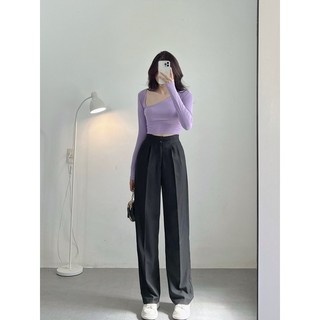 Áo Thun Gân Croptop Lệch Vai [ ẢNH THẬT 100% ]