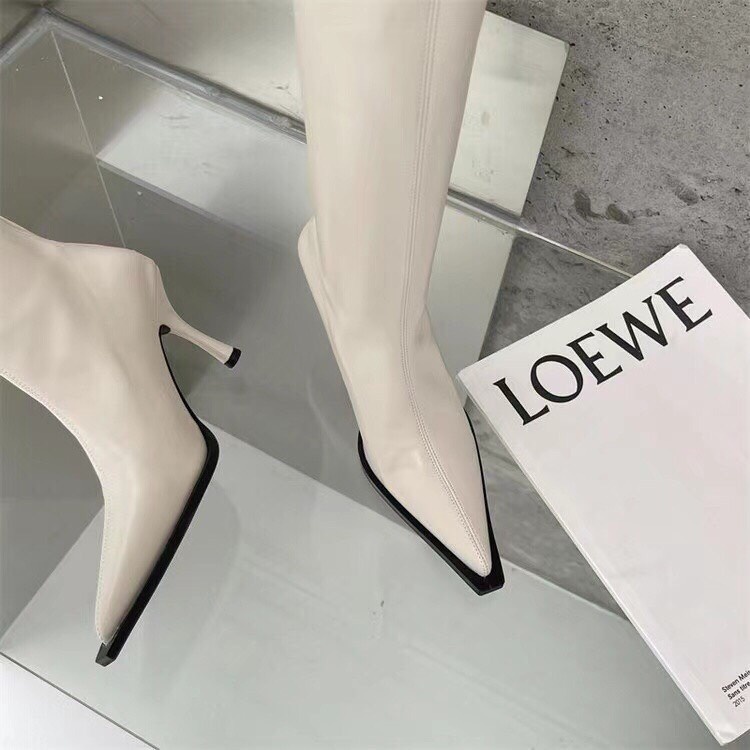 Bốt Đùi Da Lì Mềm Lót Nỉ Qua Gối Khóa Sau Gót 8cm 3 Màu Đen Trắng Kem Nâu Mã P60 Shop Phương Nhi Thời Trang Nữ