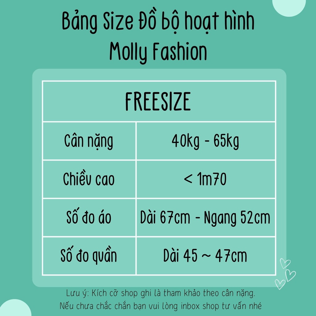 Set đồ bộ hoạt hình ❤️ Bộ mặc nhà Cartoon E-GIRL form rộng Freesize Molly Fashion