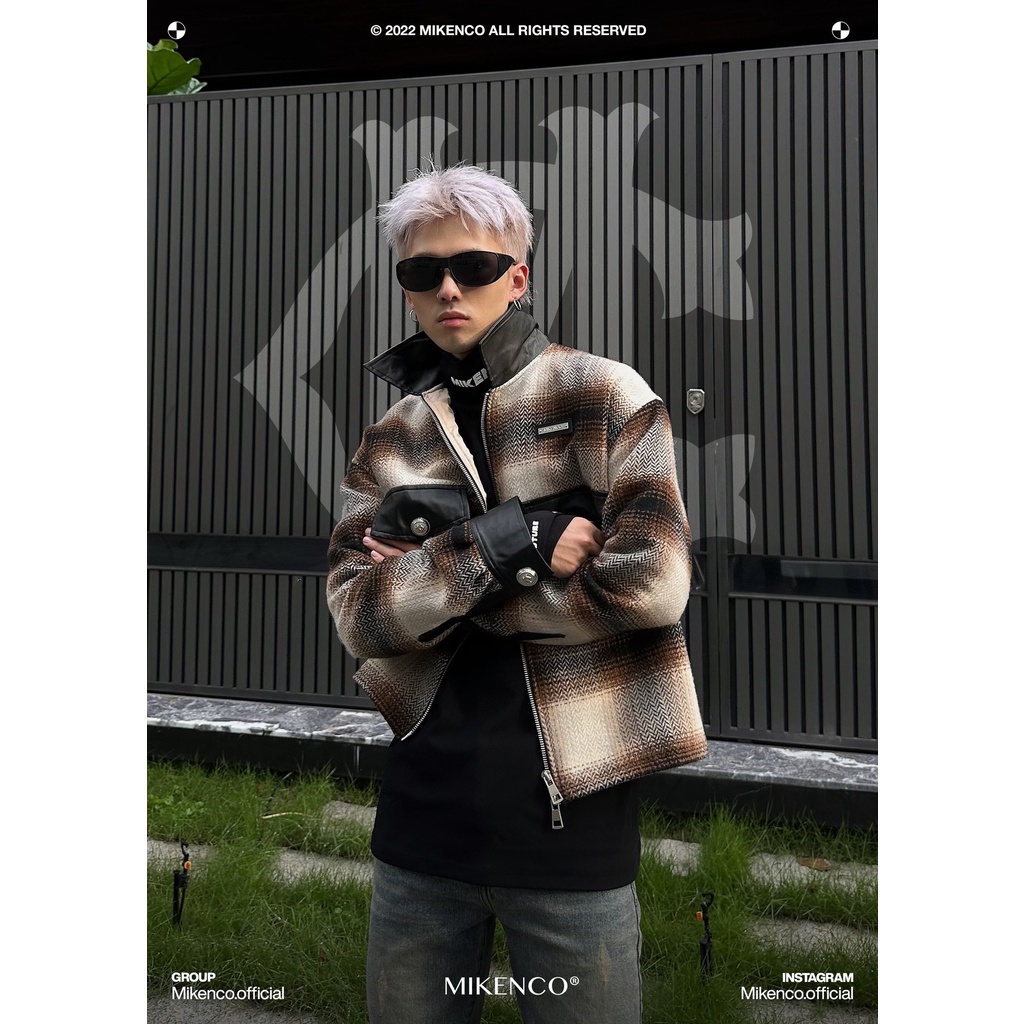 Áo khoác dạ nam MIKENCO Tartan wool overshirt