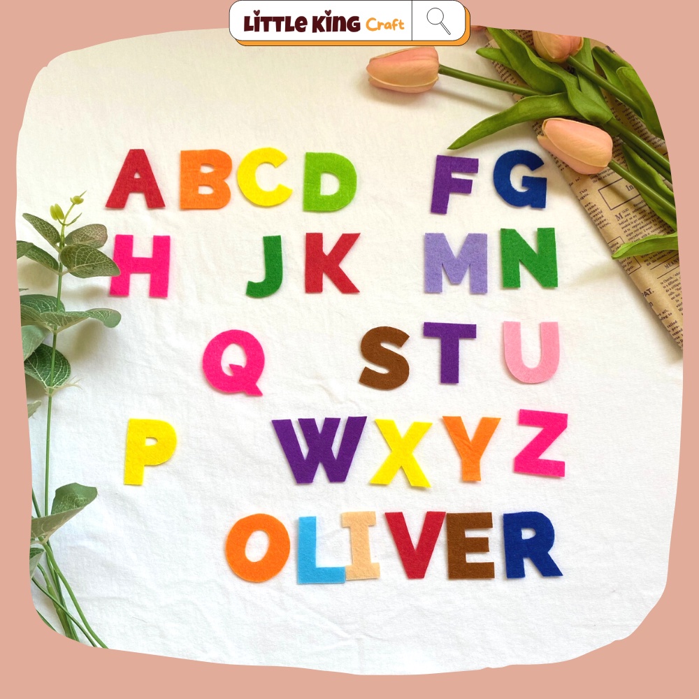 Bảng chữ cái bằng vải nỉ - giáo cụ, nguyên liệu handmade LITTLE KING