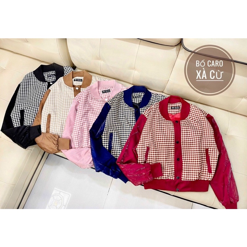 Áo khoác Coptop bomber nữ chất phi xà cừ 2 lớp freesize dưới 55kg,  chất xịn kẻ ô cao cấp LY alohashop91