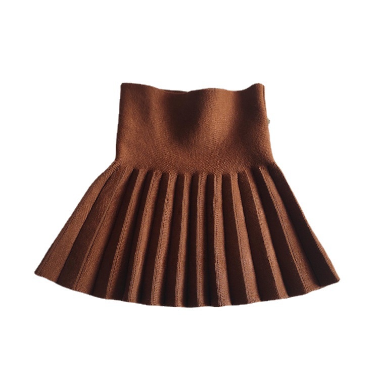 Chân Váy Dệt Kim Xếp Ly 7 Màu Trơn Thời Trang Xuân Thu Cho Bé Gái 1-15 Tuổi