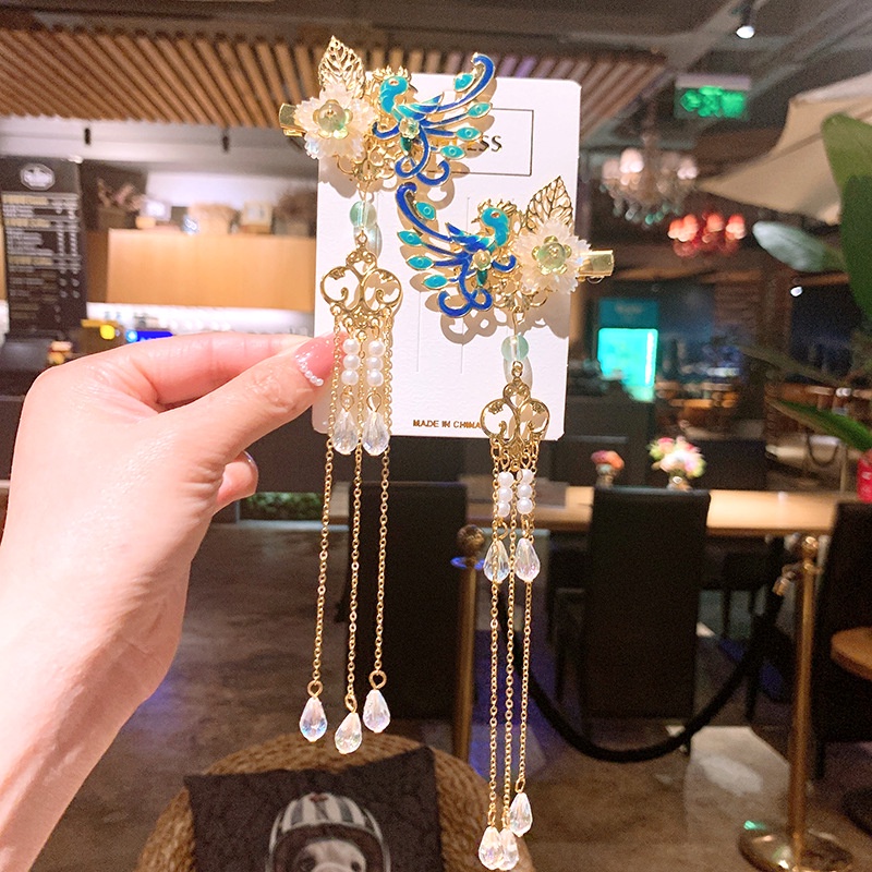 Trâm Cài Tóc Hình Bướm Phối Tua Rua Phong Cách Hán Phục Cổ Điển Cho Bé Gái