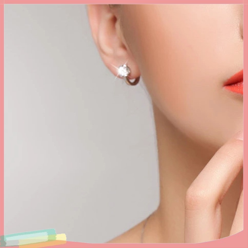 Đôi khuyên tai hình khối đính kim cương giả thời trang cho nữ