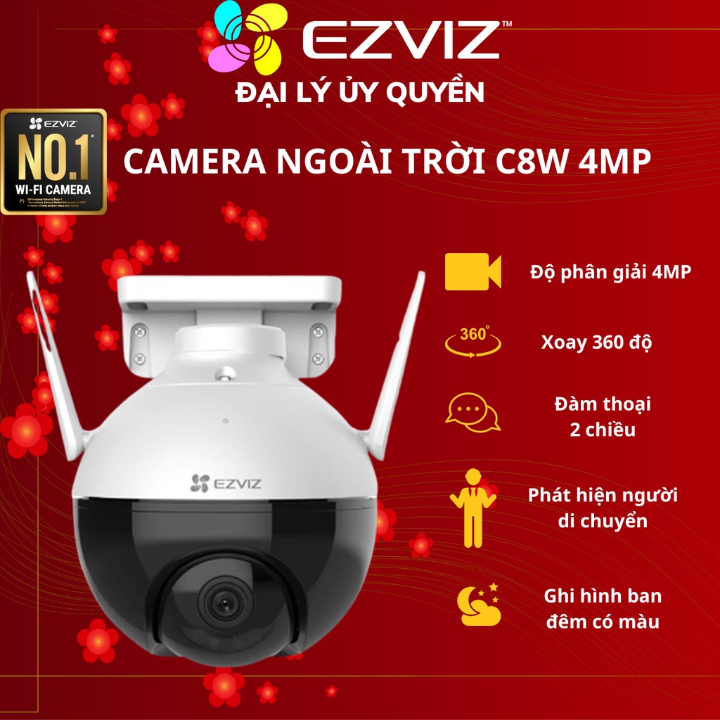Camera WIFI ngoài trời, xoay 360 đàm thoại 2 chiều EZVIZ C8W 4MP hàng chính hãng.