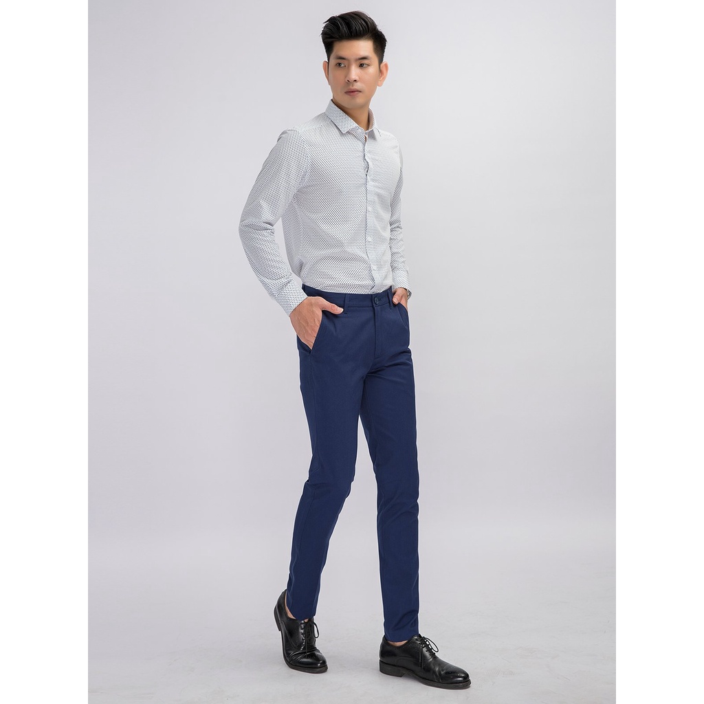 Quần dài kaki nam Aristino AKK01508 màu xanh tím than khaki dáng slim fit ôm nhẹ trẻ trung vải thô CVC cao cấp mềm mại