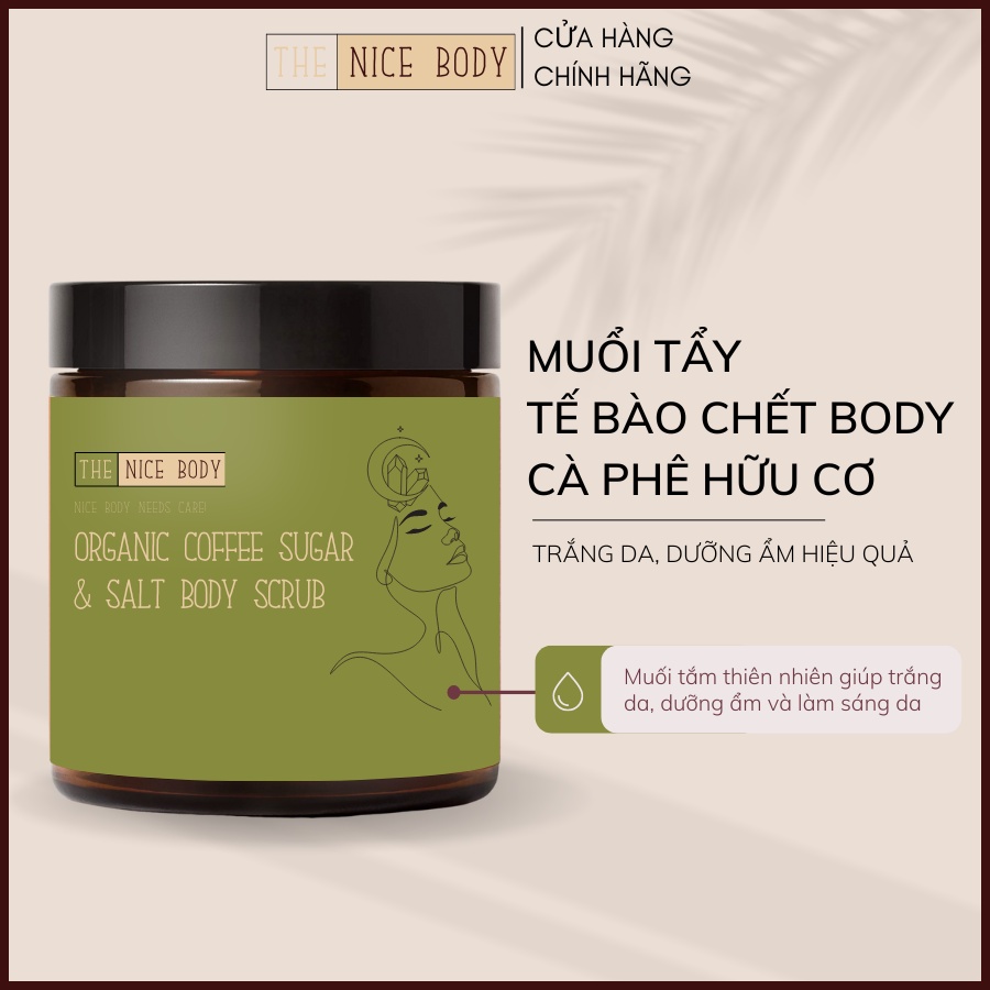 Tẩy Tế Bào Chết Body Cà Phê Hữu Cơ, Muối Tắm Thiên Nhiên Giúp Trắng Da, Dưỡng Ẩm Và Làm Sáng Da