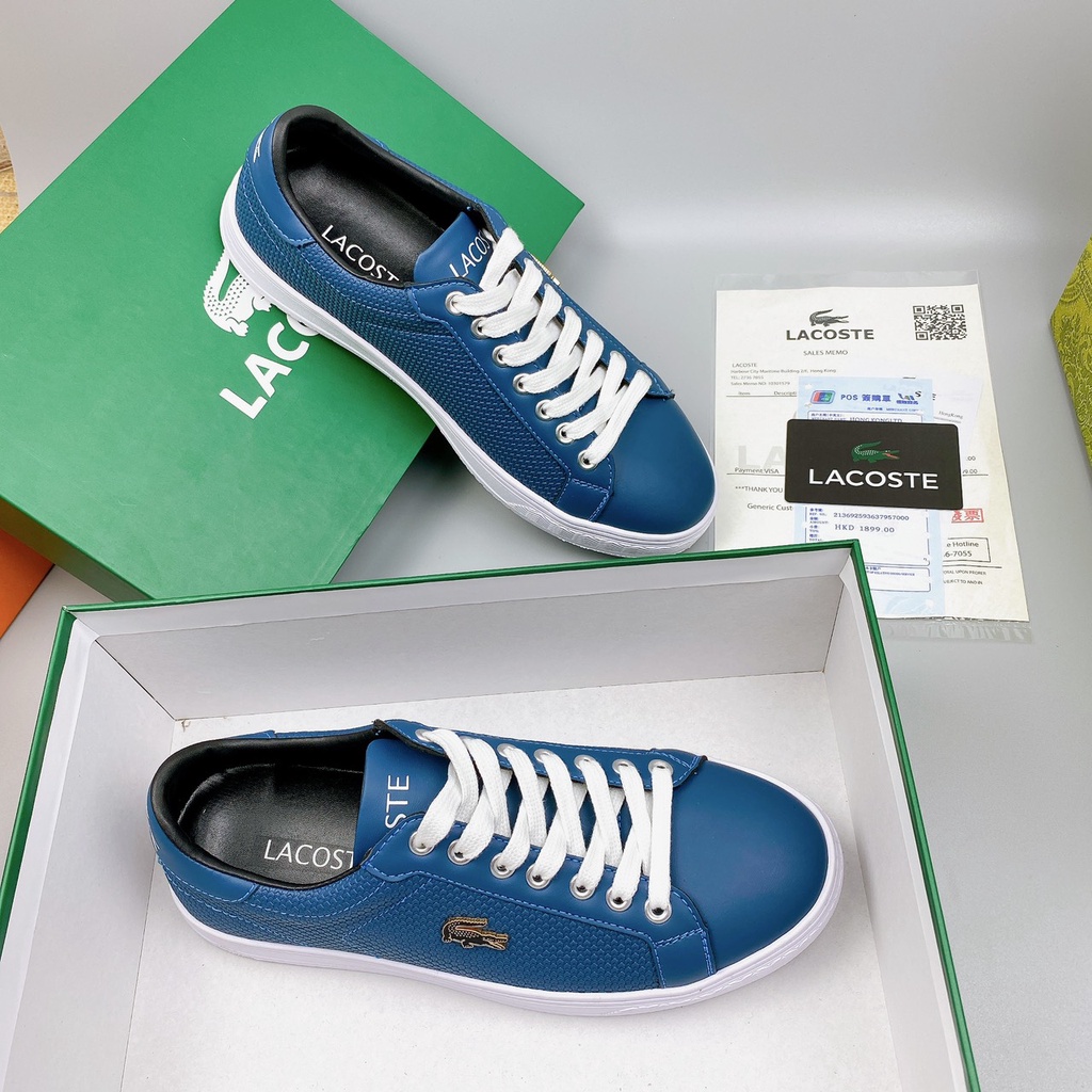 Giày Nam Lacoste Hàng Thái Full Box, Bill, Thẻ 2 màu Xanh - Đen