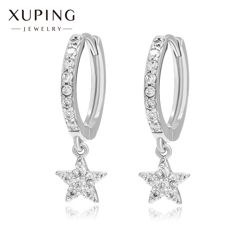 Bông Tai Ngắn Hình Ngôi Sao Năm Cánh Dát Đá Zircon Đơn Giản Cá Tính Cho Nữ