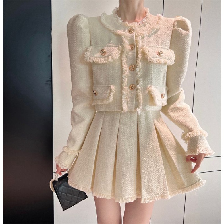 Sét Áo dạ nữ kèm chân váy xếp ly siêu xinh hàng QC MỚI