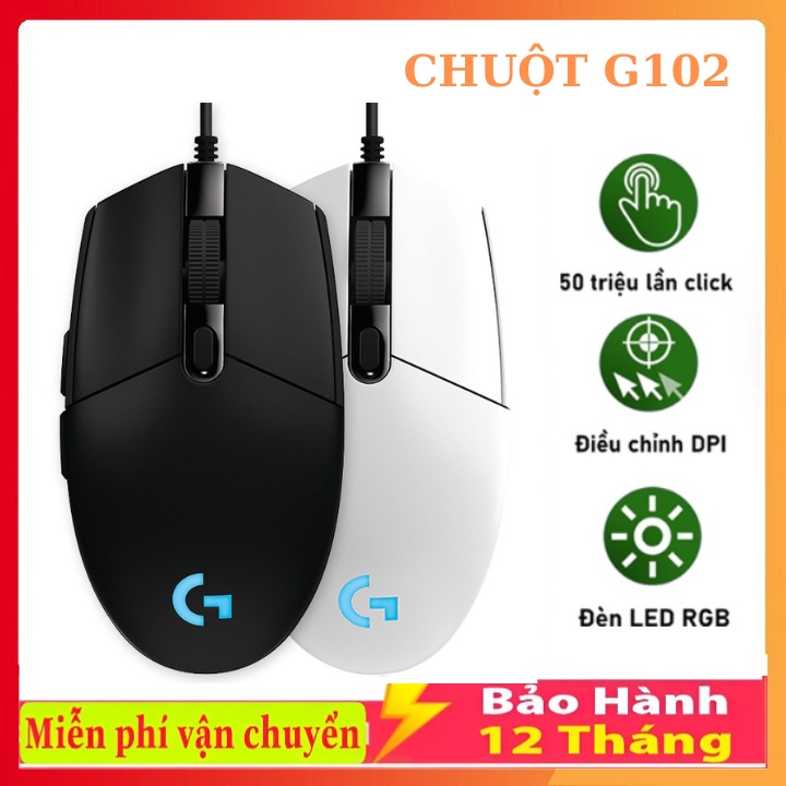 Chuột Logitech G102 gaming chuột chơi game có dây G102 Led RGB 8000DPI - Hàng nhập khẩu- Có Đèn LED . Chuột Dây Logitech