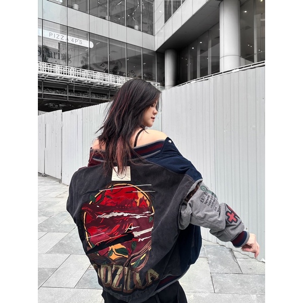 Áo Khoác Varsity GODZILLA Dáng Rộng Oversize