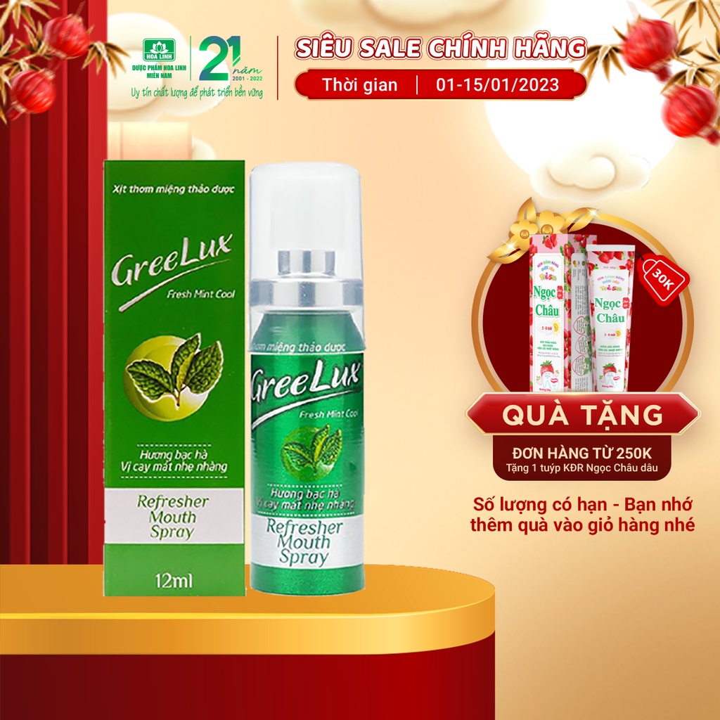 Xịt Thơm Miệng Greelux Fresh Mint Cool vị cay mát nhẹ nhàng