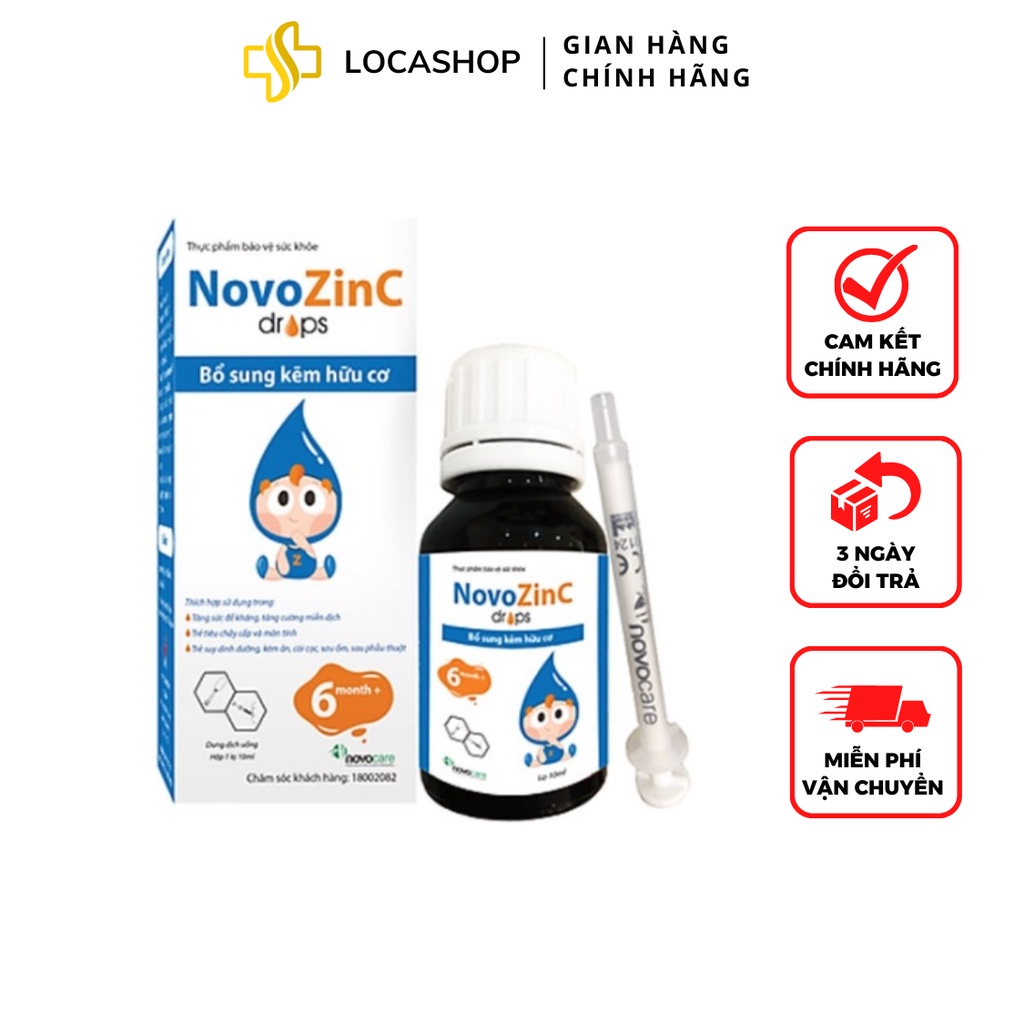 Kẽm Hữu Cơ Nhỏ Giọt NovoZinC Drops Giúp Trẻ Ăn Ngon, Tiêu Hoá Tốt, Tăng Sức Đề Kháng Cho Bé Từ 1 Tháng Tuổi Cực Dễ Uống