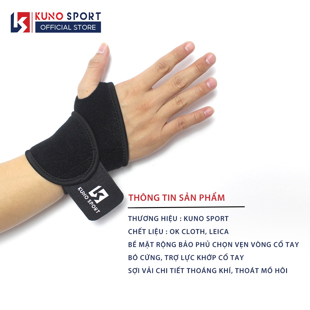Băng Quấn Trợ Lực Khớp Cổ Tay Tập Gym, Tập Boxing KUNOSPORT Vải Thoáng Khí, Đệm Êm Ái Có Xỏ Ngón