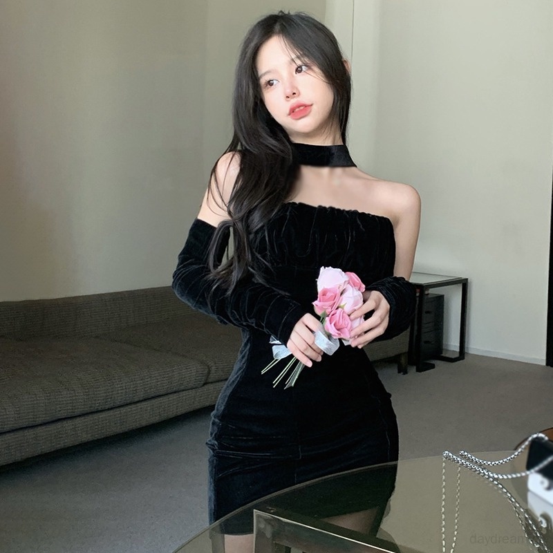 Đầm Ôm Màu Đỏ Trơn Thời Trang Giáng Sinh Gợi Cảm Cho Nữ