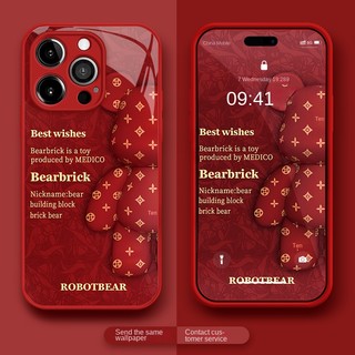 Ốp điện thoại cho IPHONE 11 12 13 14 15 16 PRO MAX IPHONE 7 8 7 PLUS 8 PLUS X XR XS MAX Chaopai gấu kính cường lực cạnh mềm bảo vệ