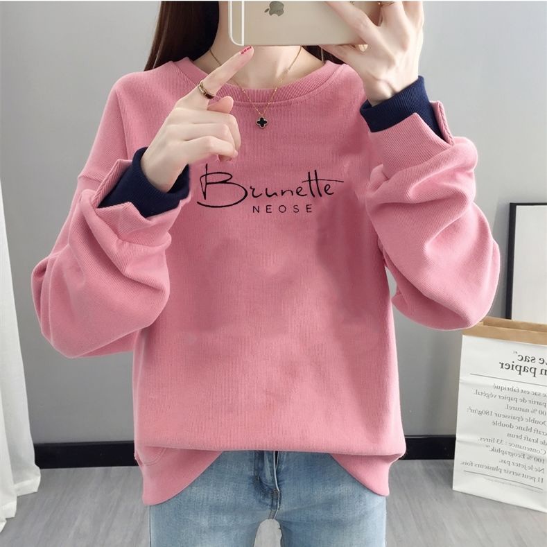 Áo sweater Tay Dài Cổ Tròn Giả Hai Lớp Dáng Rộng In Họa Tiết Thời Trang Xuân Thu Mới 2023 Dành Cho Bạn Nữ