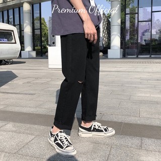 Quần jean baggy nam form suông rộng, rách Gấu + rách Gối RĐ-01 hot trend 2022