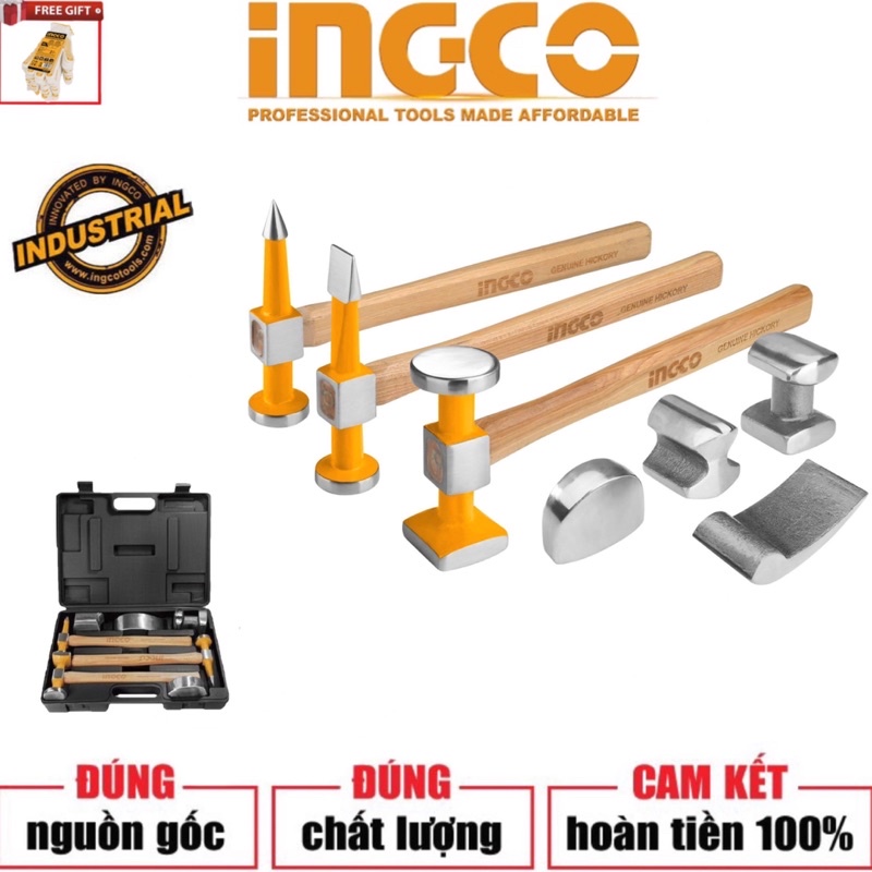 ĐỒ NGHỀ INGCO Bộ 7 món đe và búa làm đồng hiệu HBAFH0711 (Cam kết Chính Hãng 100%)