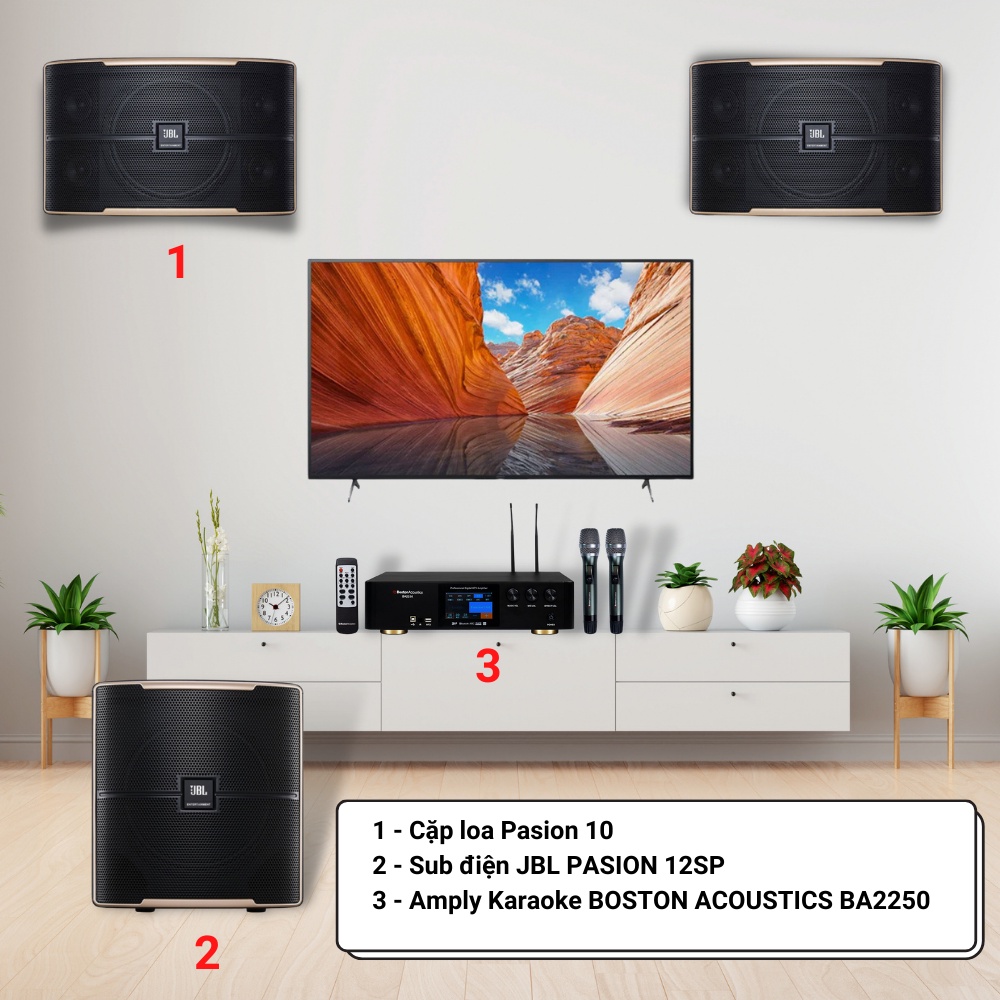 Dàn karaoke gia đình cao cấp BOSTON BA2250 - JBL PASION 10 - JBL PASION 12SP - Hàng chính hãng, giá tốt, bảo hành 12 thá