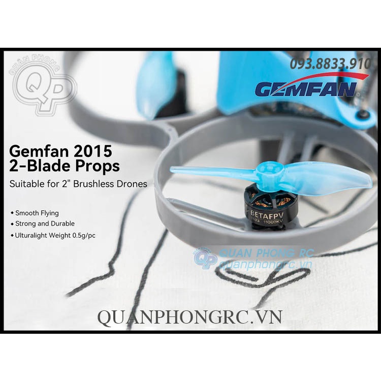 4 Cặp Cánh 2 Lá 2 inch GEMFAN Hurricane 2015 2-Blade Propellers 1.5mm Hole