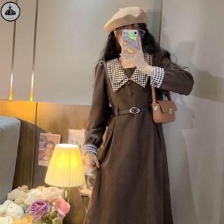 🎀váy mùa đông đầm babydoll váy babydoll Đầm Nhung Dày Cổ Búp Bê Phong Cách Pháp Thời Trang Mùa Đông 2021 Mới