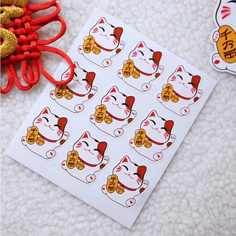 Sticker mèo thần tài, mèo may mắn