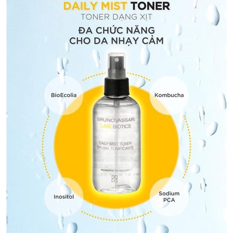 Toner Đa Chức Năng Cho Da Nhạy Cảm Daily Mist Toner BrunoVassari Lab Biotic  500ml