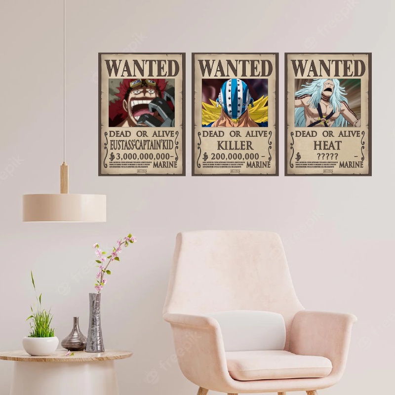 Lệnh truy nã băng hải tặc Kid đồng nát, onepiece, sẵn keo, chống nước, chống phai màu