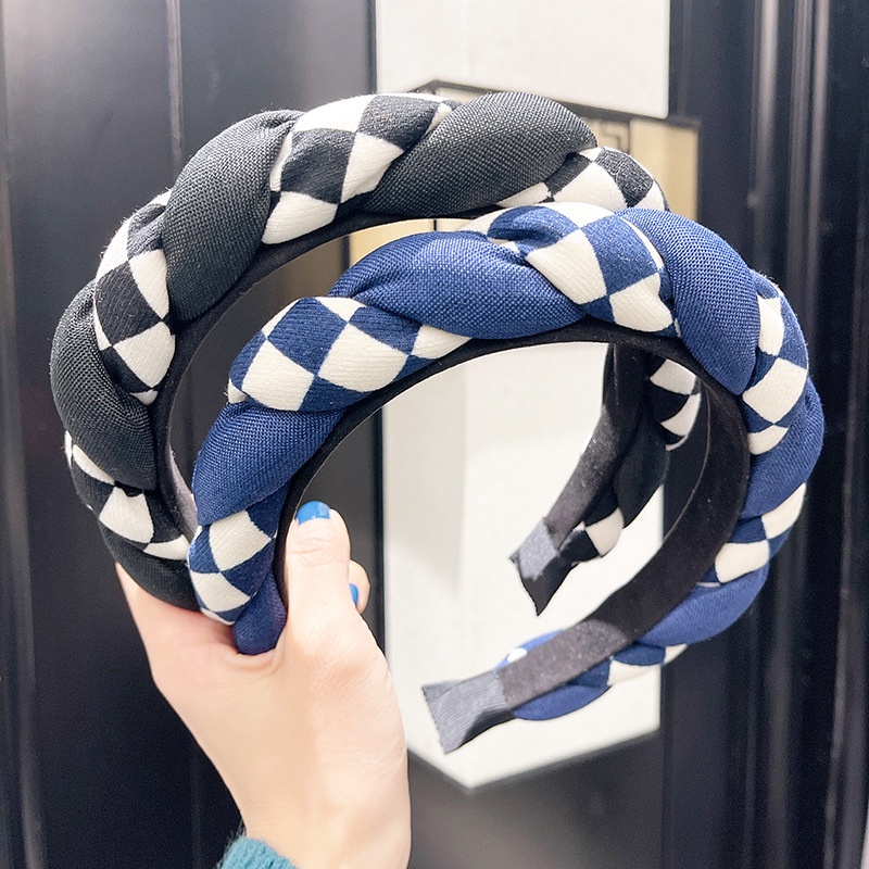 Băng Đô Cài Tóc Bằng Vải Họa Tiết Bảng Xoắn Xốp Phong Cách Âu Mỹ Cổ Điển Mới Cho Nữ