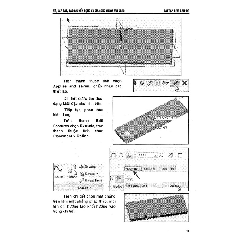 Sách - Vẽ, Lắp Ráp Tạo Chuyển Động Và Gia Công Khuôn Với Creo