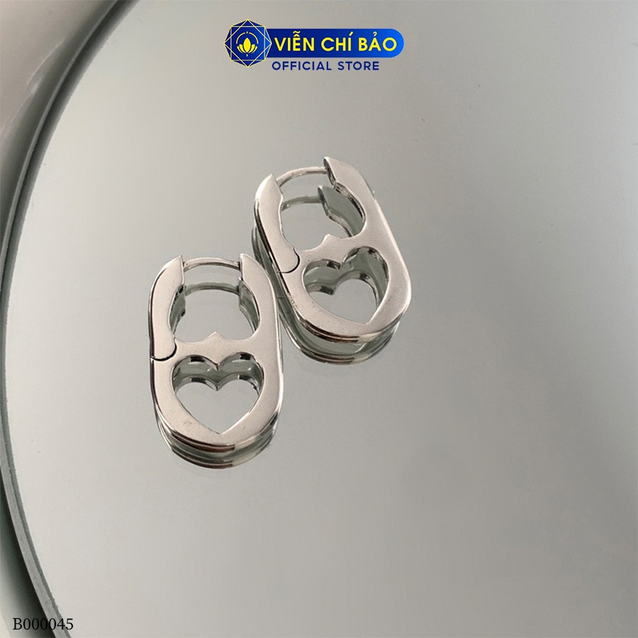 Bông tai trái tim cá tính chất liệu bạc Thái 925 thời trang phụ kiện trang sức nữ Viễn Chí Bảo B000045