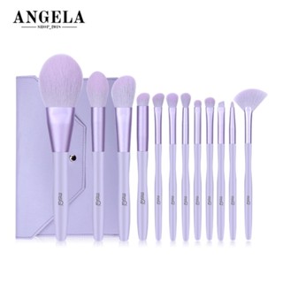 Bộ Cọ Trang Điểm Cá Nhân 12 Cây Msq Màu Tím Angelashop - Lông Cọ Mềm Mịn - Kèm Theo Hộp Đựng