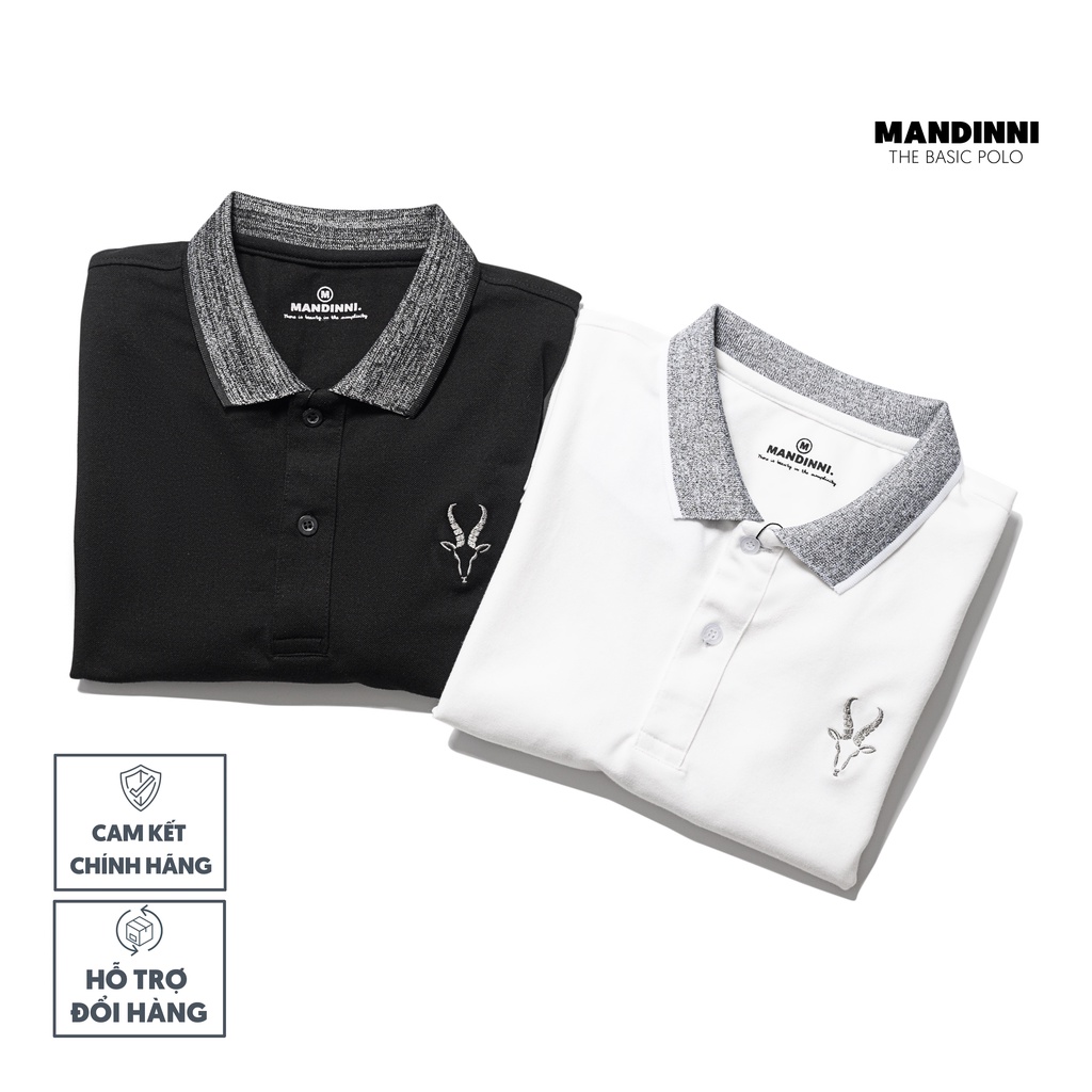 Áo thun phối viền cổ basic Polo Goat Mandinni